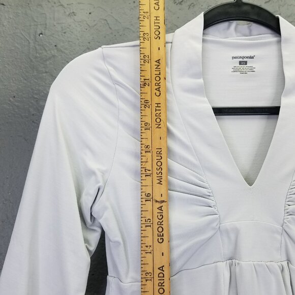 Patagonia Respite Top Women's XS Well Worn Gray Stretch Ruched Front 3/4 Sleeve - Picture 11 of 13